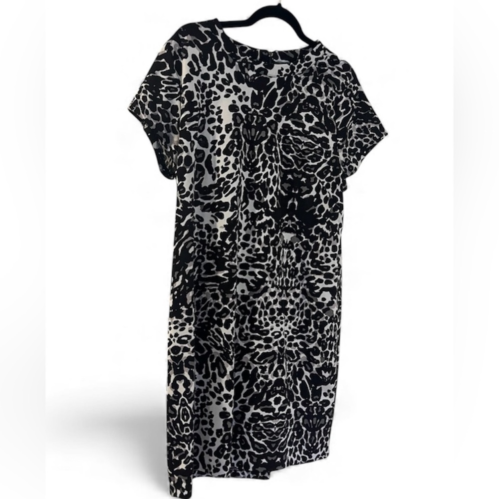 H&M Monochrome Animal Print Midi Dress